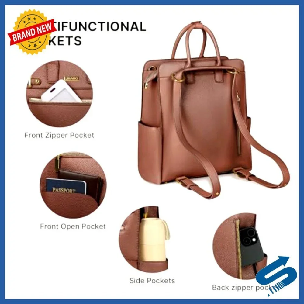 PU Leather Convertible Backpack Purse 4-in-1 Design with Removable Strap